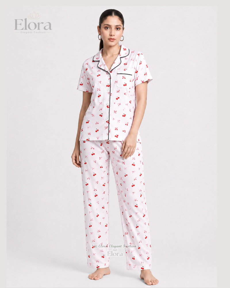 Elora’s Premium PJ Set White Cherry - Image 2