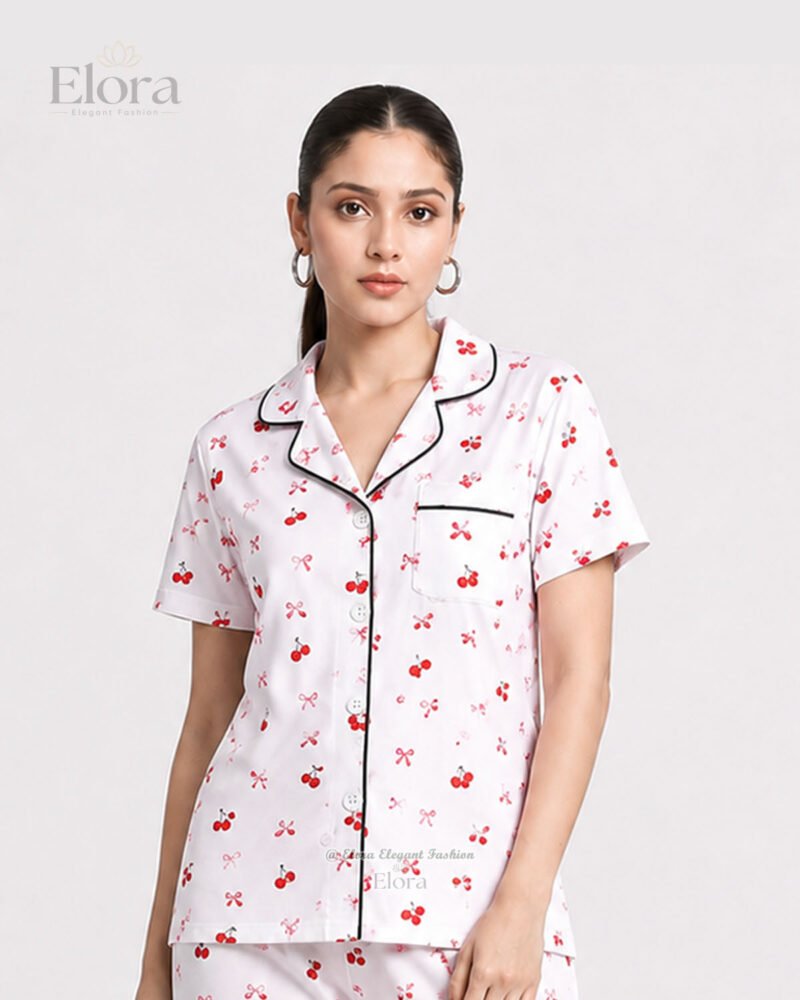 Elora’s Premium PJ Set White Cherry