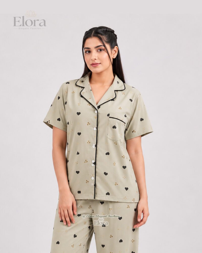Elora Sweetheart PJ Set- Soft Olive Luxe - Image 2