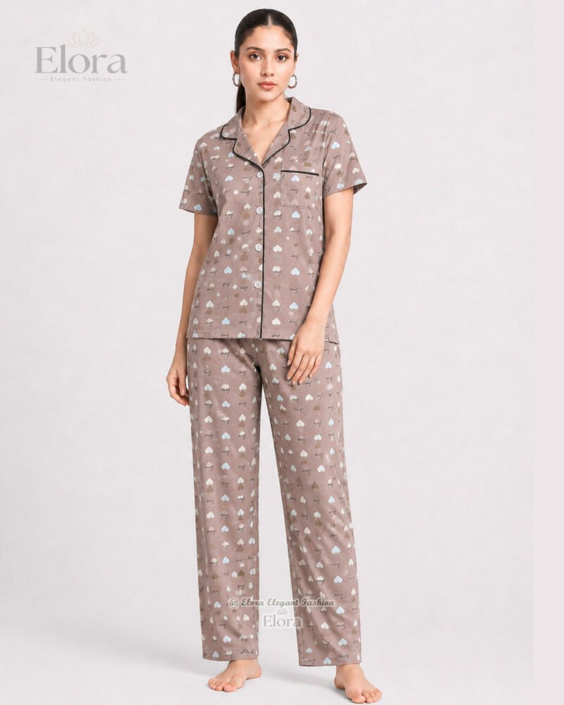 Elora's Opulent Pastel Hearts Short-Sleeve Sleepwear - Image 2
