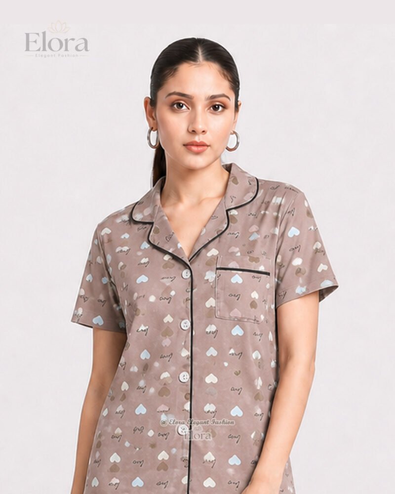 Elora's Opulent Pastel Hearts Short-Sleeve Sleepwear