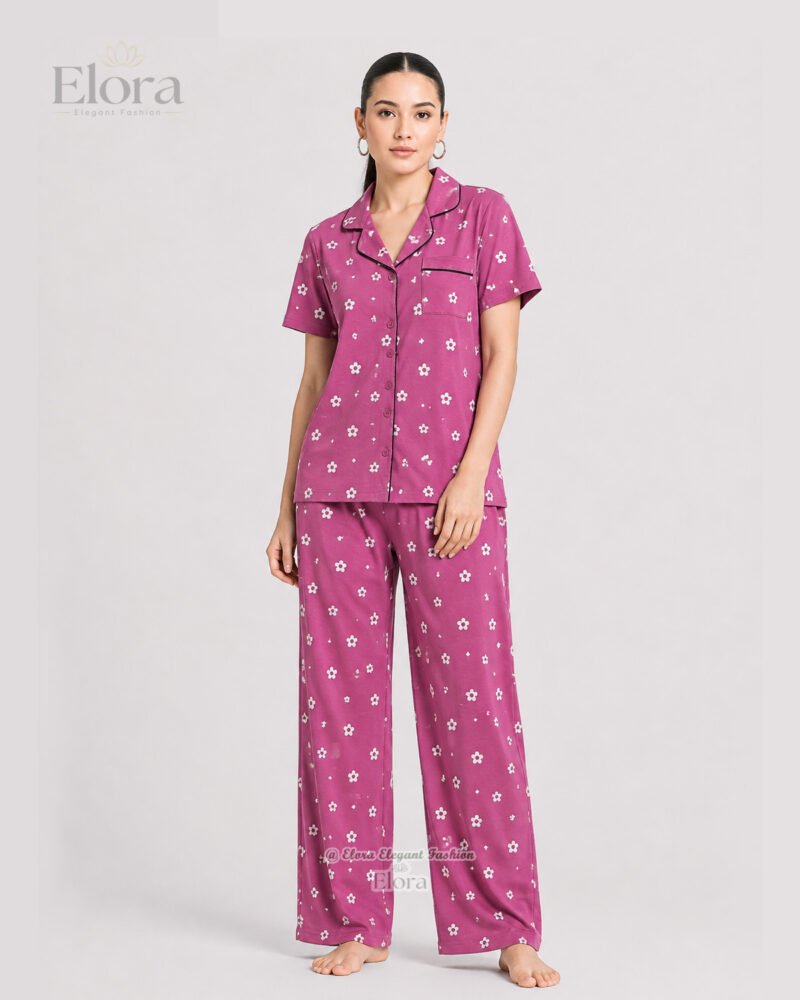 Elora Luxe Orchid Daisy Short-Sleeve PJ Set - Image 2