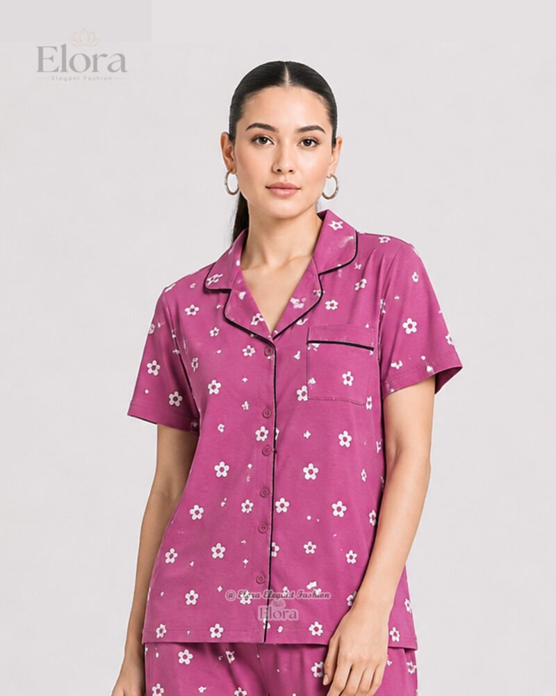 Elora Luxe Orchid Daisy Short-Sleeve PJ Set