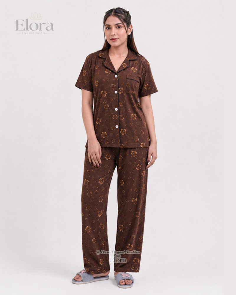 Elora Luxe Espresso Floral PJ Set - Image 2