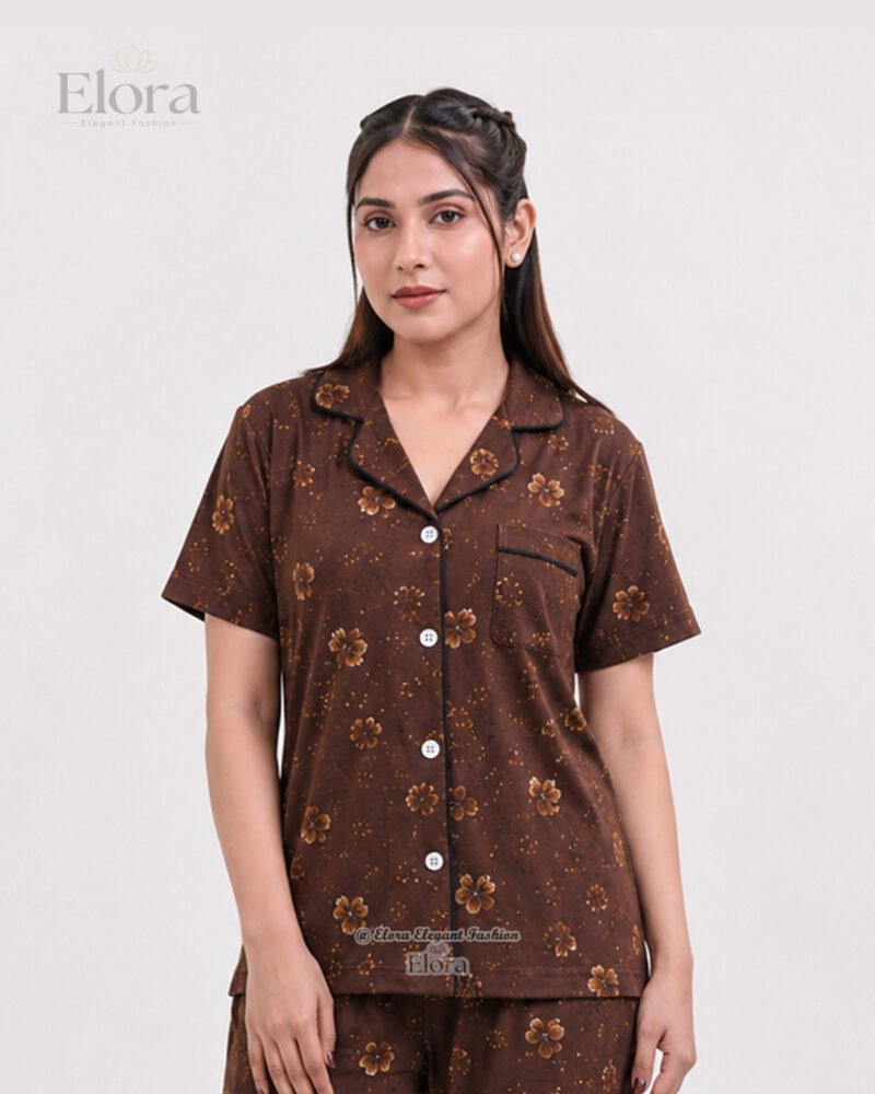 Elora Luxe Espresso Floral PJ Set