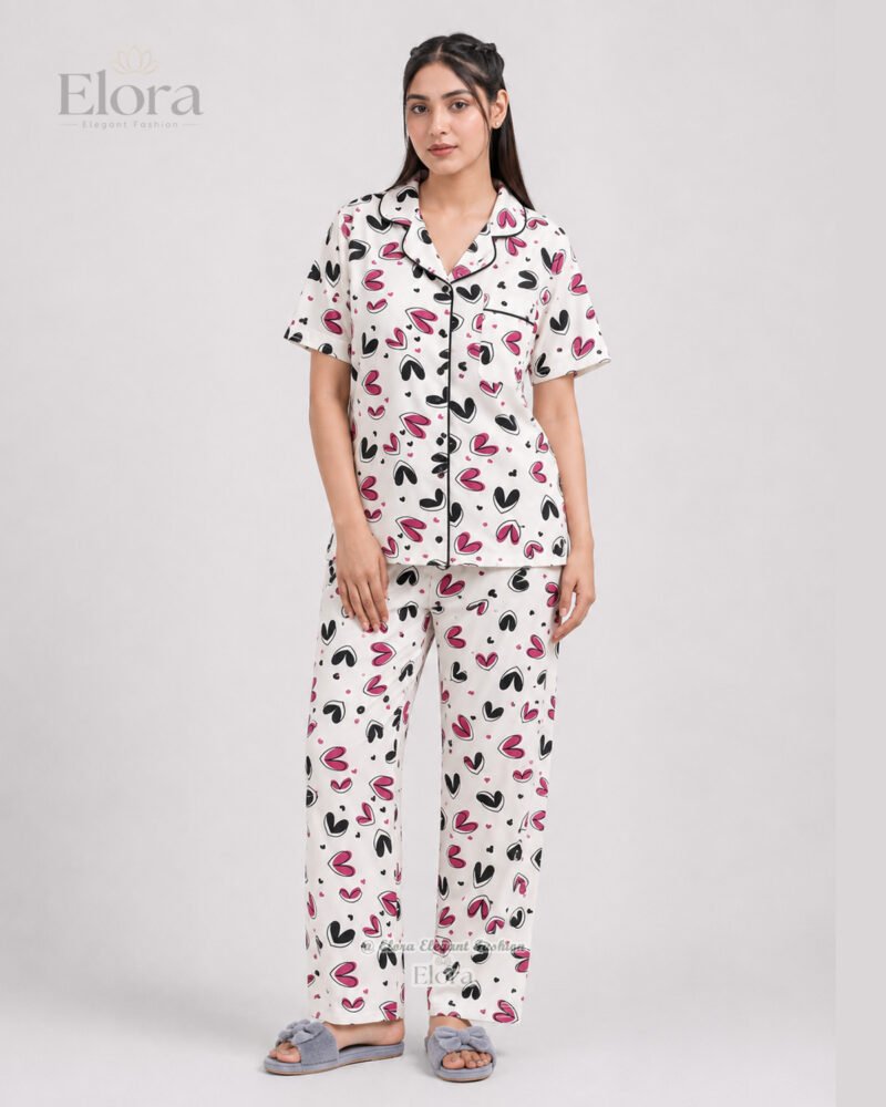 Elora Luxe Ivory Kisses & Hearts PJ Set - Image 2