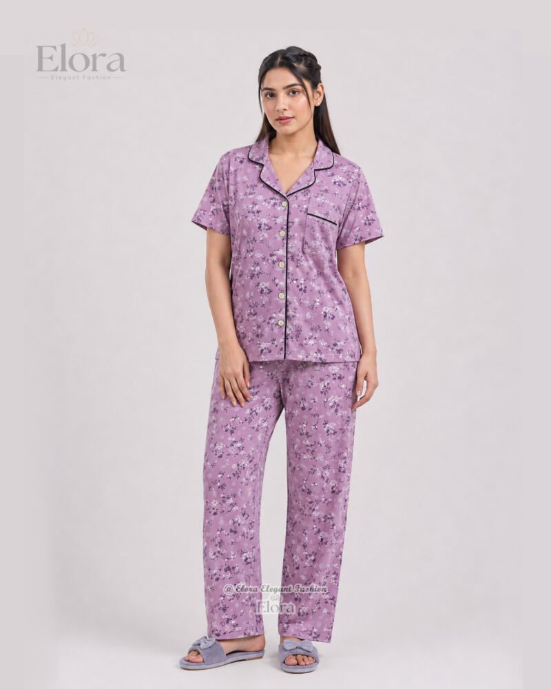 Elora Luxe Dusty Lilac Floral PJ Set - Image 2