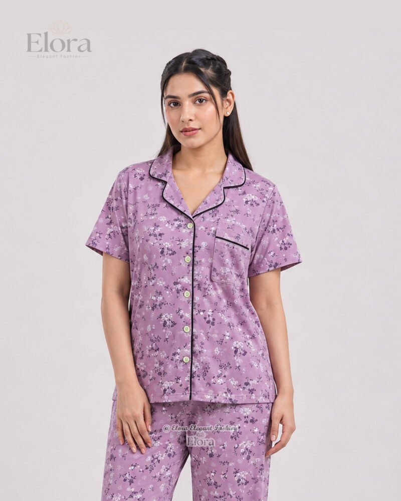 Elora Luxe Dusty Lilac Floral PJ Set