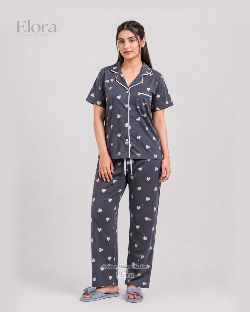 Opulent Shadow Rose Gold Hearts Sleepwear - Image 2