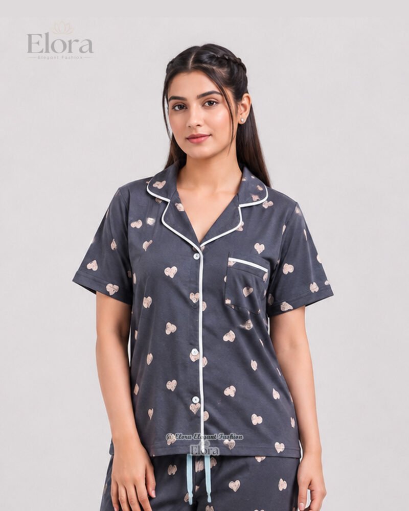 Opulent Shadow Rose Gold Hearts Sleepwear