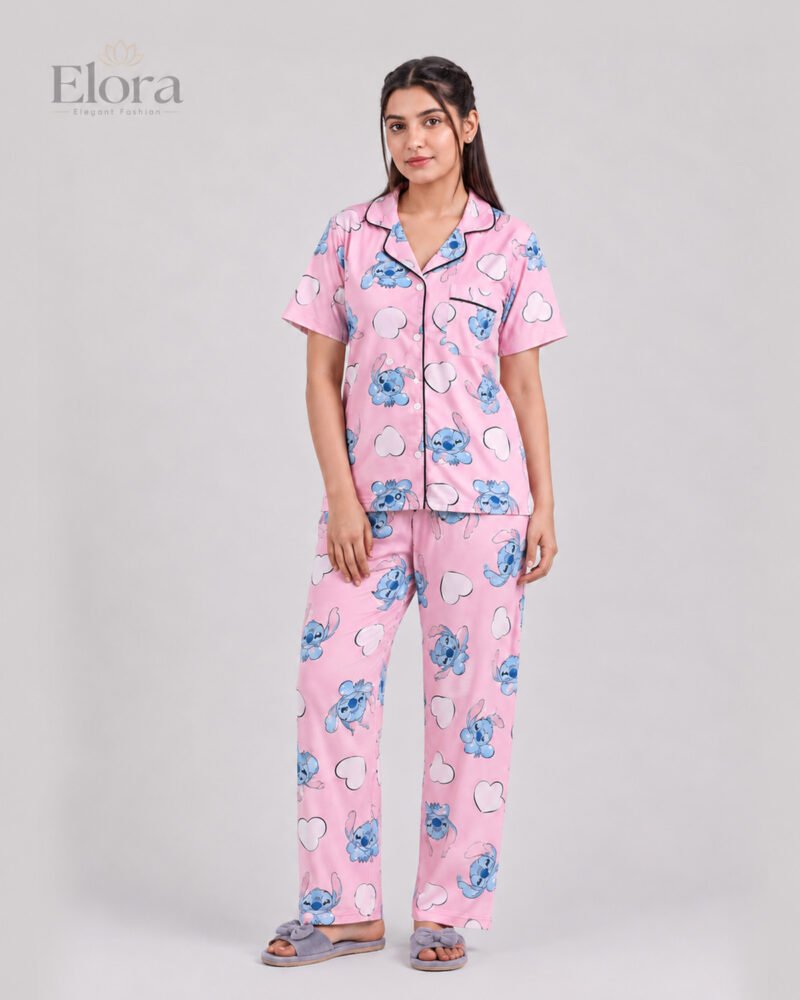 Elora Luxe Bubblegum Stitch & Clouds PJ Set - Image 2