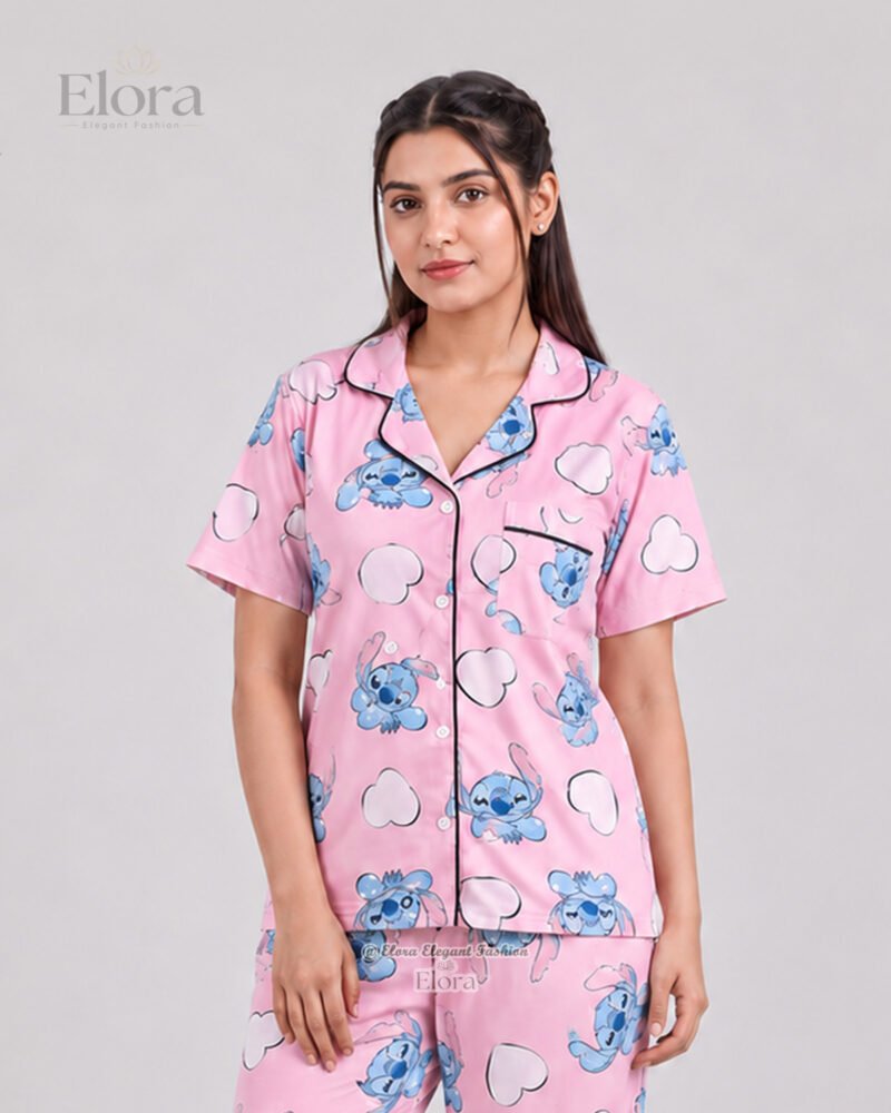 Elora Luxe Bubblegum Stitch & Clouds PJ Set