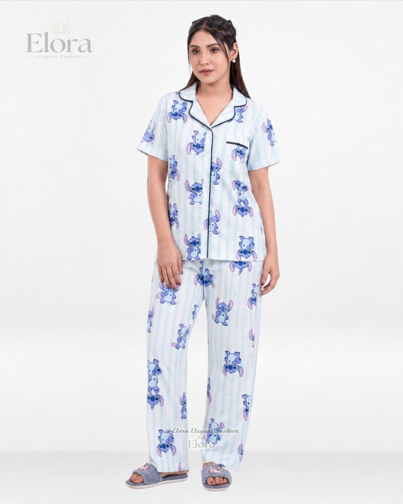 Elora Luxe Sky Stripe Stitch PJ Set - Image 2