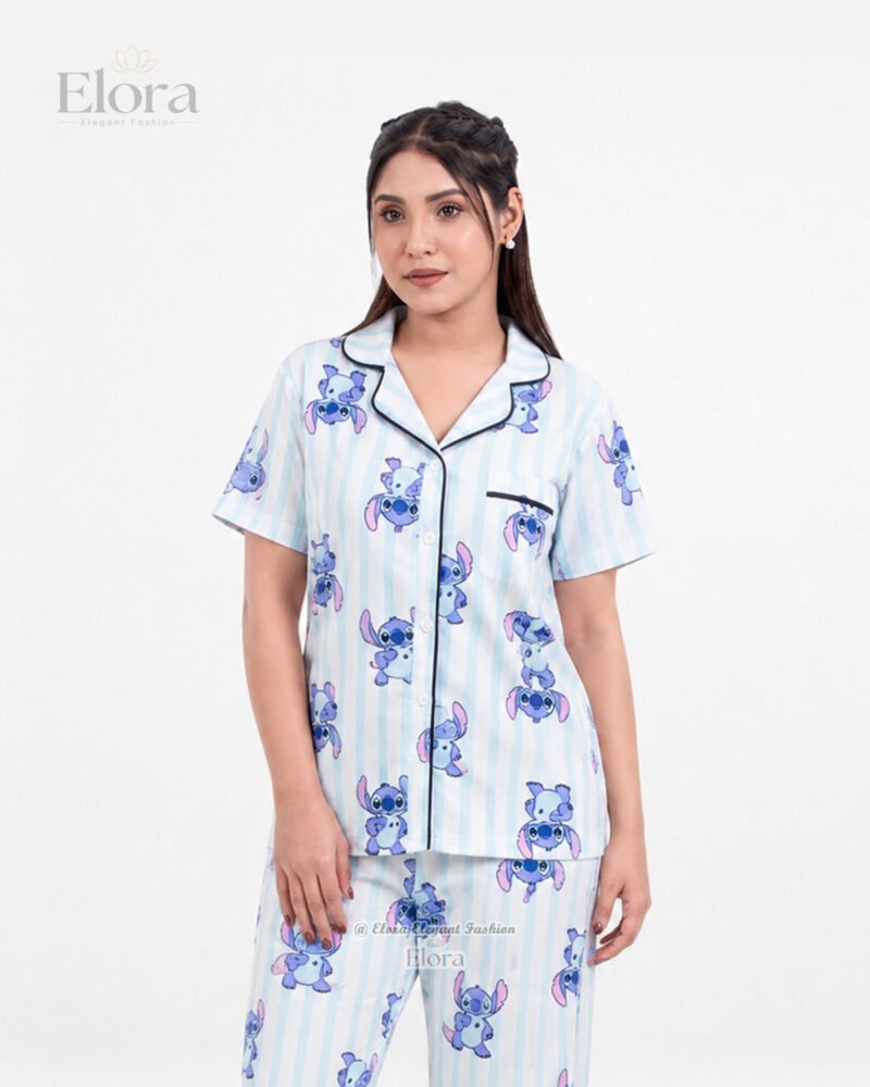 Elora Luxe Sky Stripe Stitch PJ Set