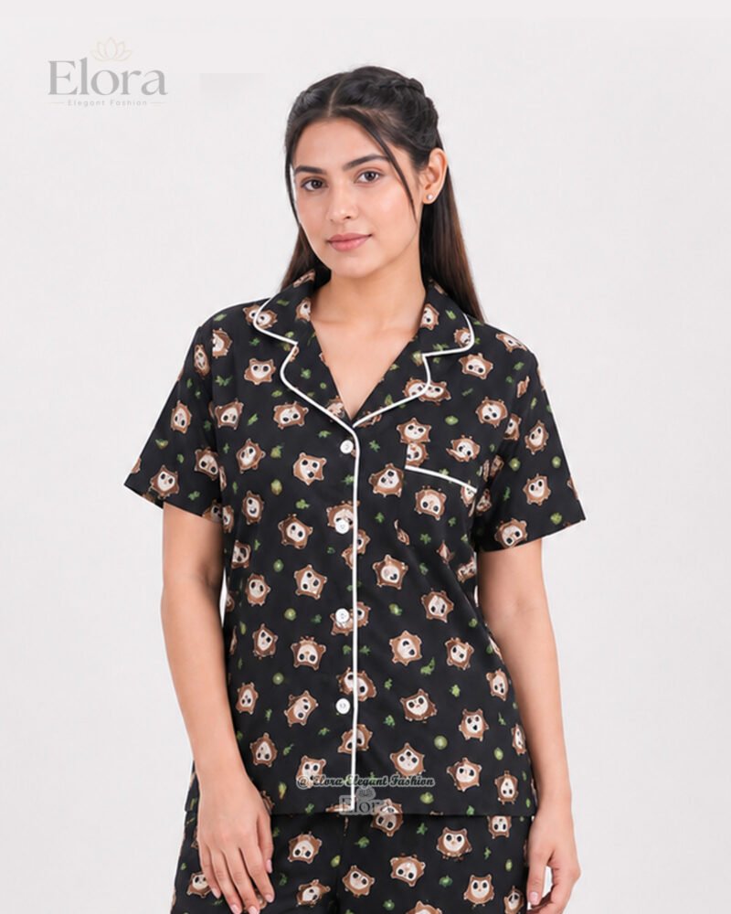 Elora Luxe Midnight Owl & Kiwi PJ Set