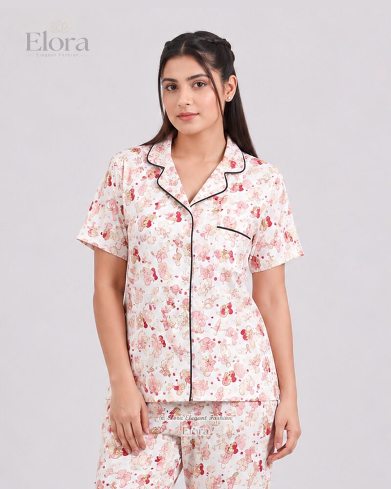 Opulent Ivory Vintage Bear Sleepwear Set