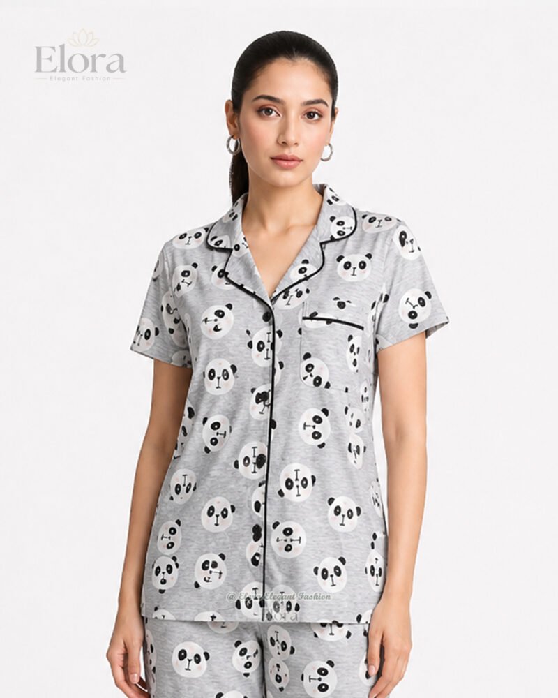 Elora’s Premium PJ Set – Panda Heather Gray