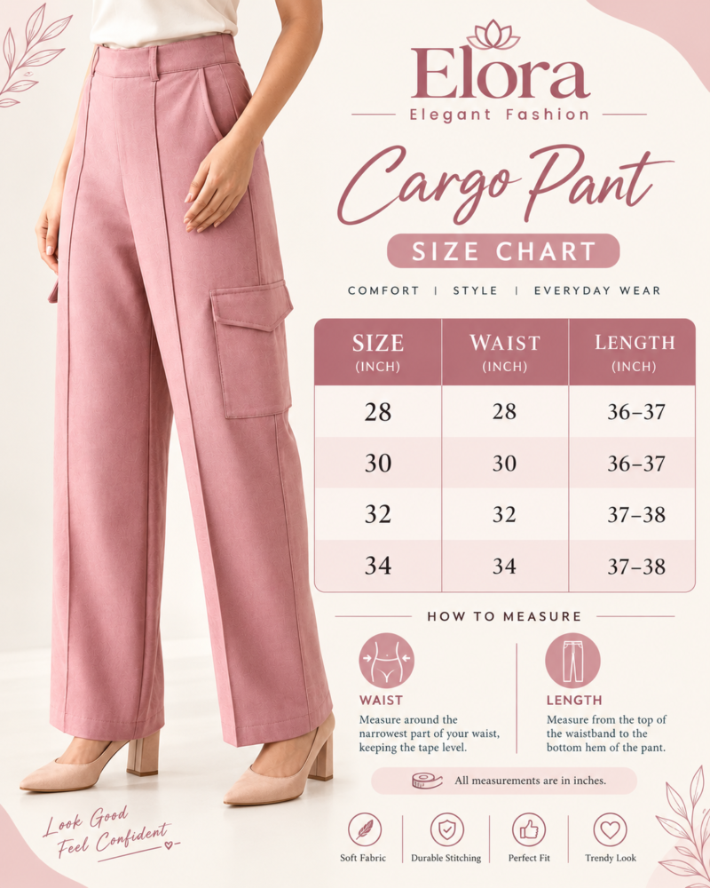 Elora Premium Wide Leg Cargo Pant – Dusty Rose Pink - Image 3