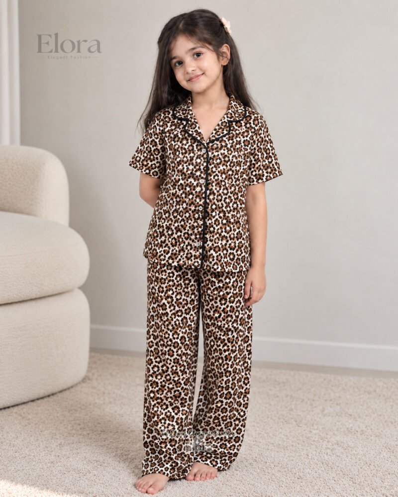 Elora Junior Classic Leopard Lounge PJ Set