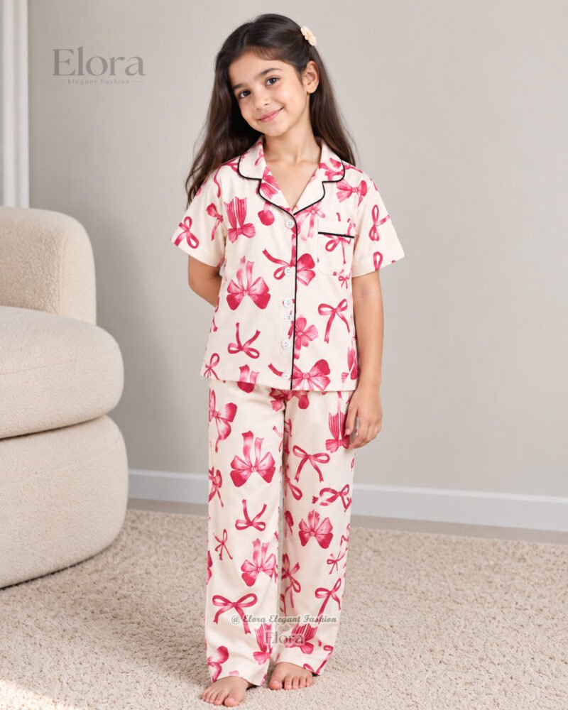 Elora Kids Pearl & Ribbon Pajama Set