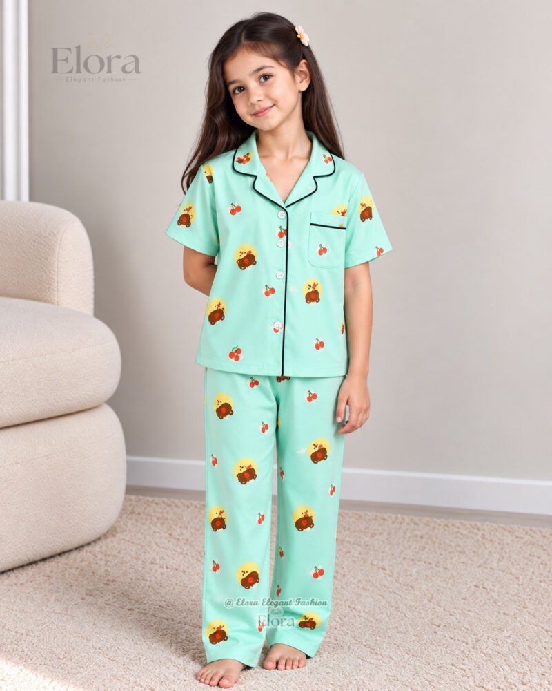 Elora Junior Mint Bear & Cherry PJ Set