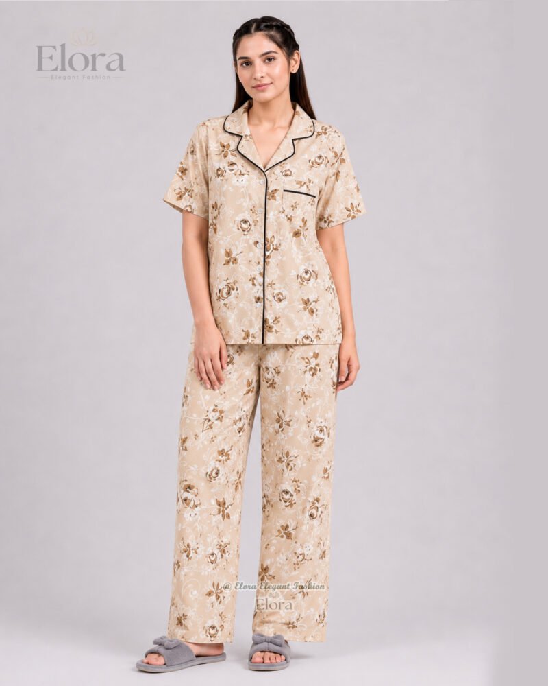 Elora Luxe Sand Vintage Floral PJ Set - Image 2