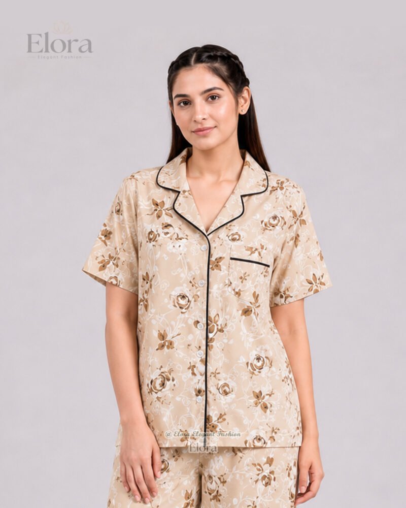 Elora Luxe Sand Vintage Floral PJ Set