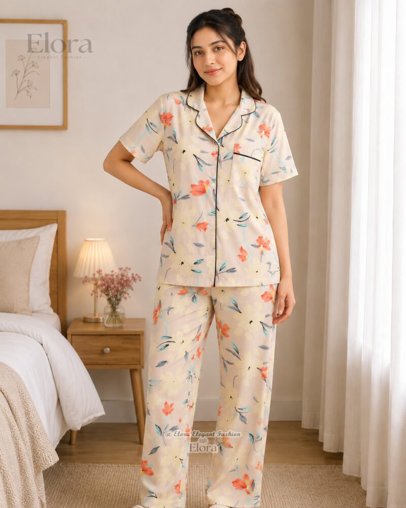 Elora Luxe Sand Coral Lily PJ Set - Image 2