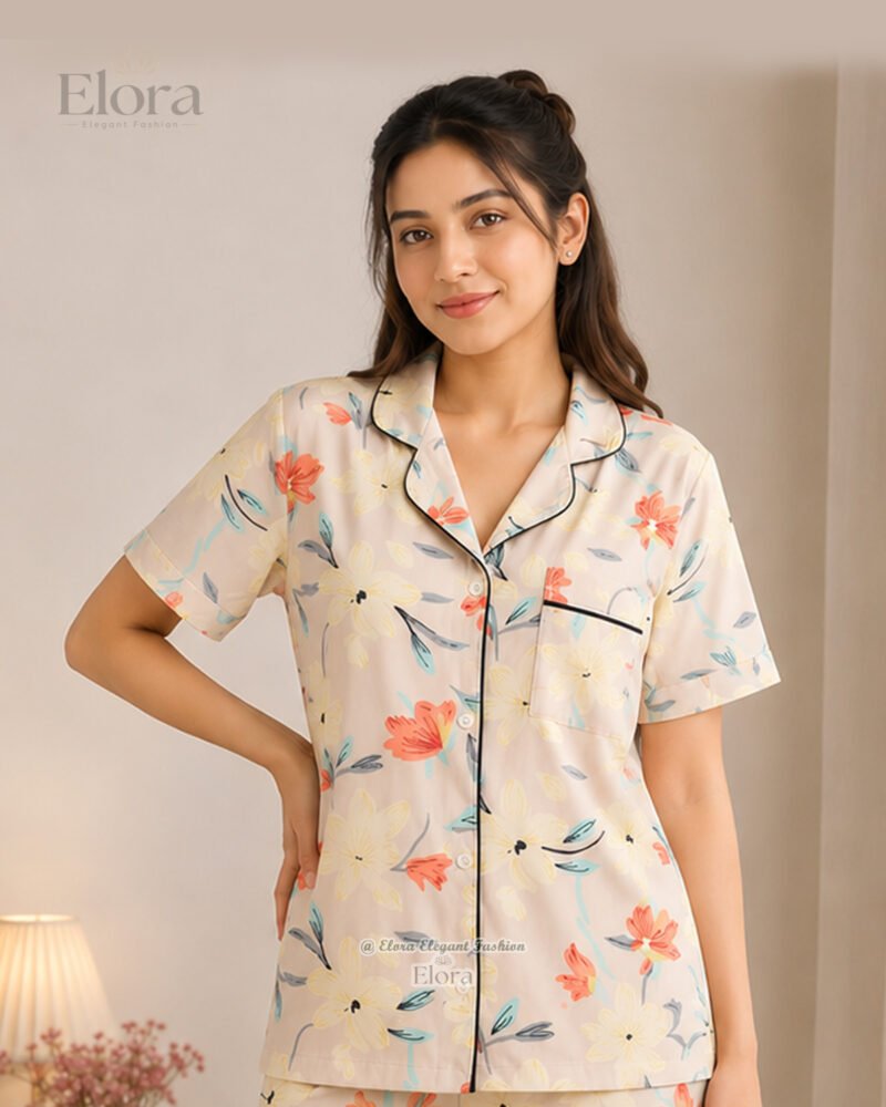 Elora Luxe Sand Coral Lily PJ Set