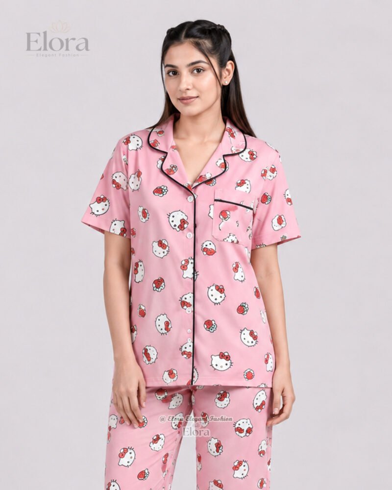 Royal Pastel Pink Kitty PJ Set