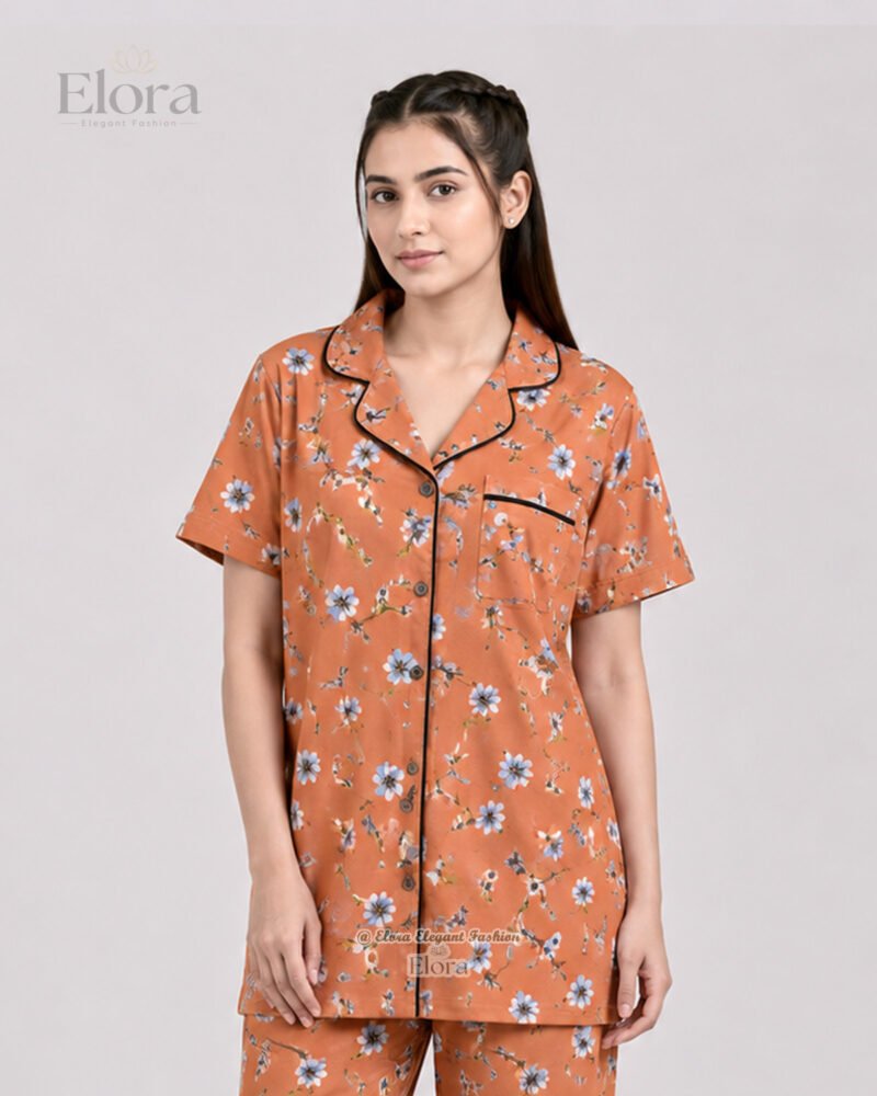 Elora Luxe Periwinkle Floral PJ Set