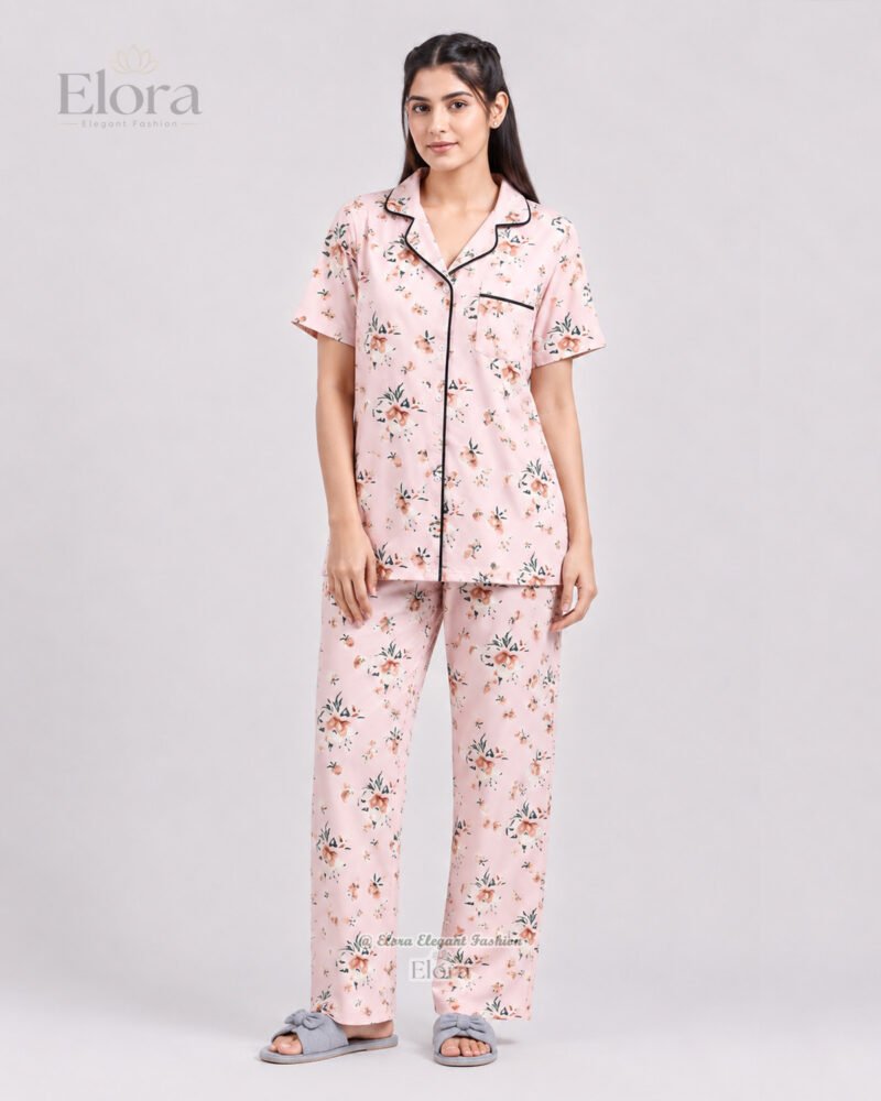 Elora Luxe Blush Apricot Blossom PJ Set - Image 2
