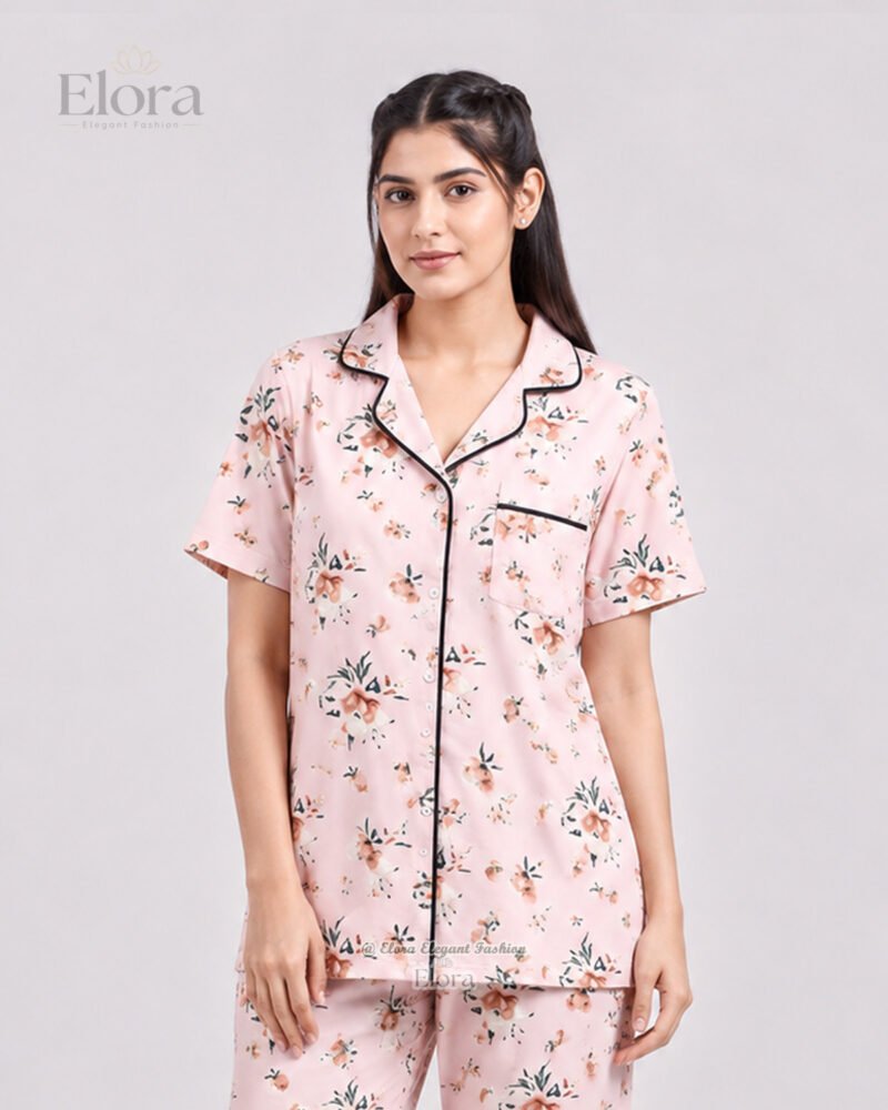 Elora Luxe Blush Apricot Blossom PJ Set
