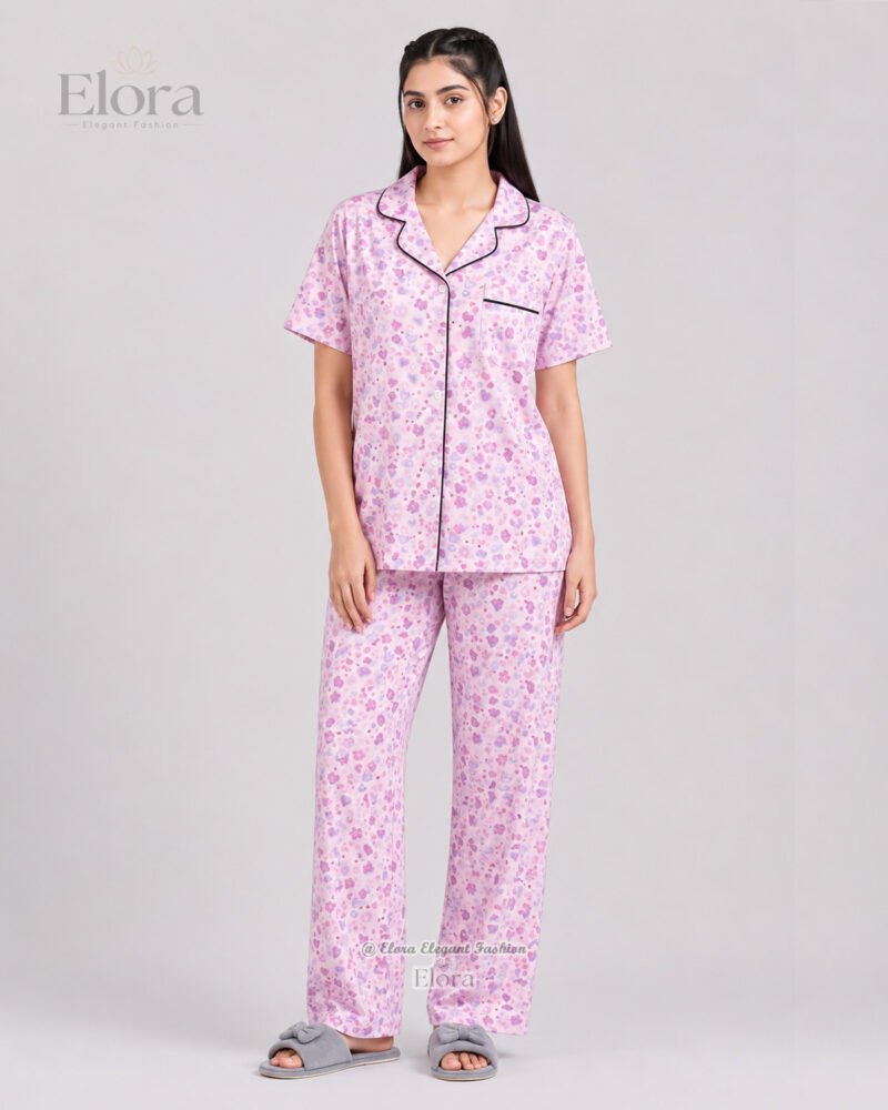 Elora Luxe Lavender Abstract Petal PJ Set - Image 2