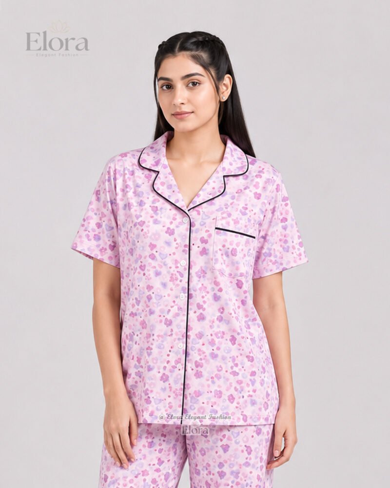 Elora Luxe Lavender Abstract Petal PJ Set