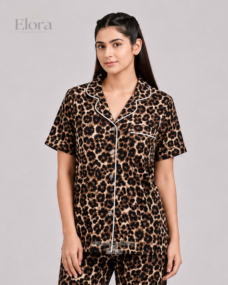 Elora Luxe Classic Leopard Print PJ Set