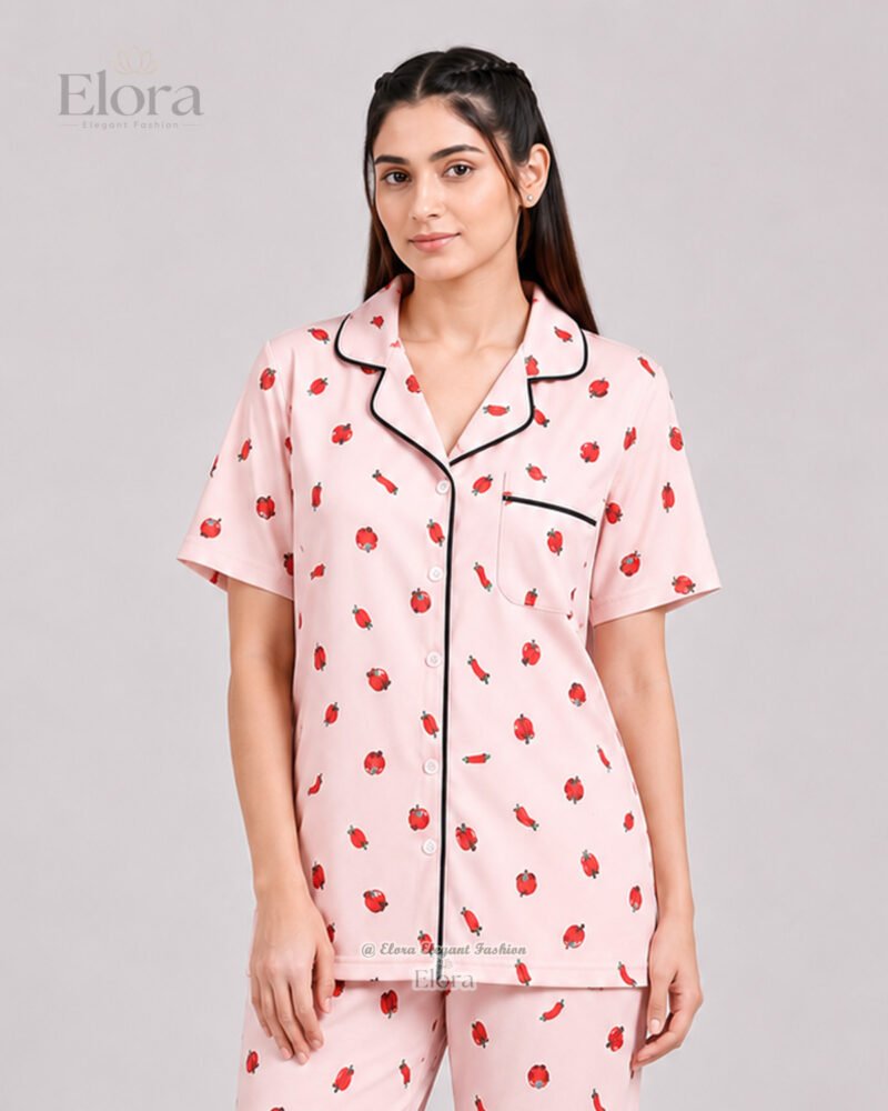 Elora Luxe Blush Crimson Apple PJ Set
