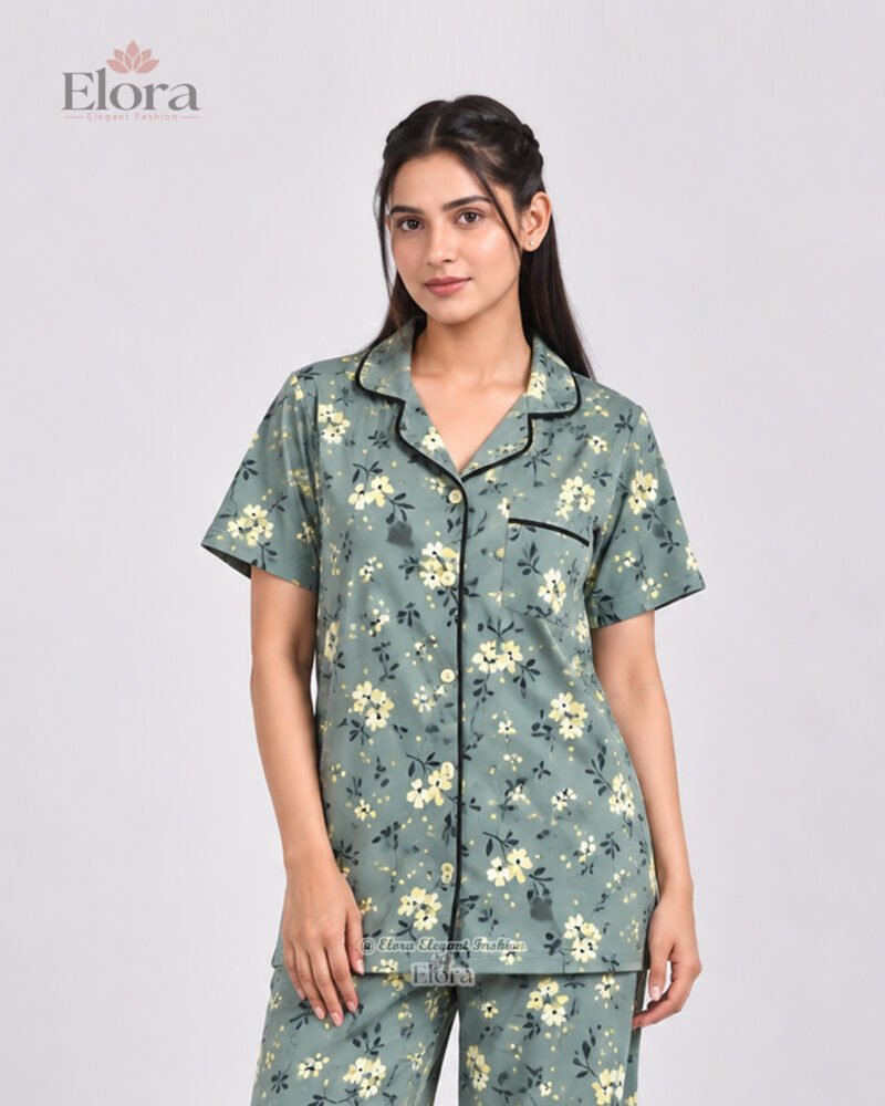 Royal Muted Olive Blossom PJ Set