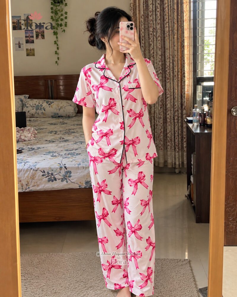 Royal Alabaster Fuchsia Ribbon Premium PJ Set - Image 2