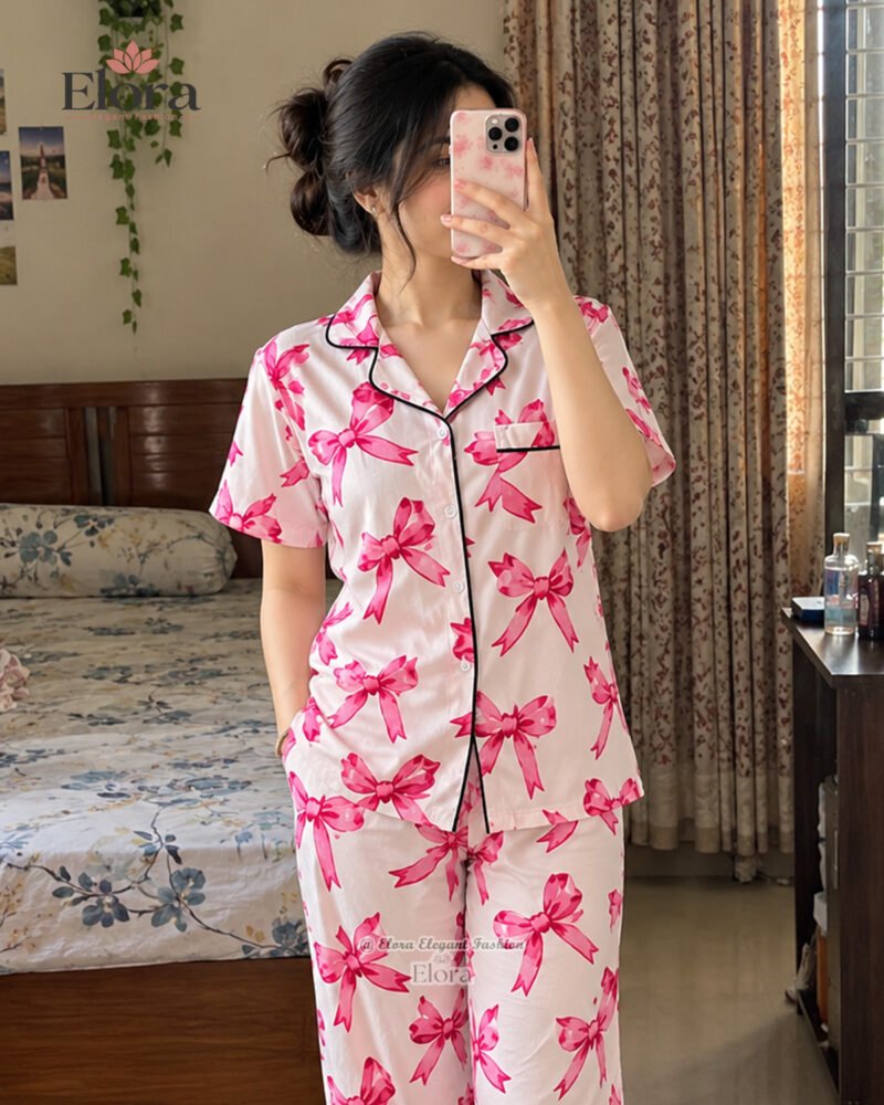 Royal Alabaster Fuchsia Ribbon Premium PJ Set