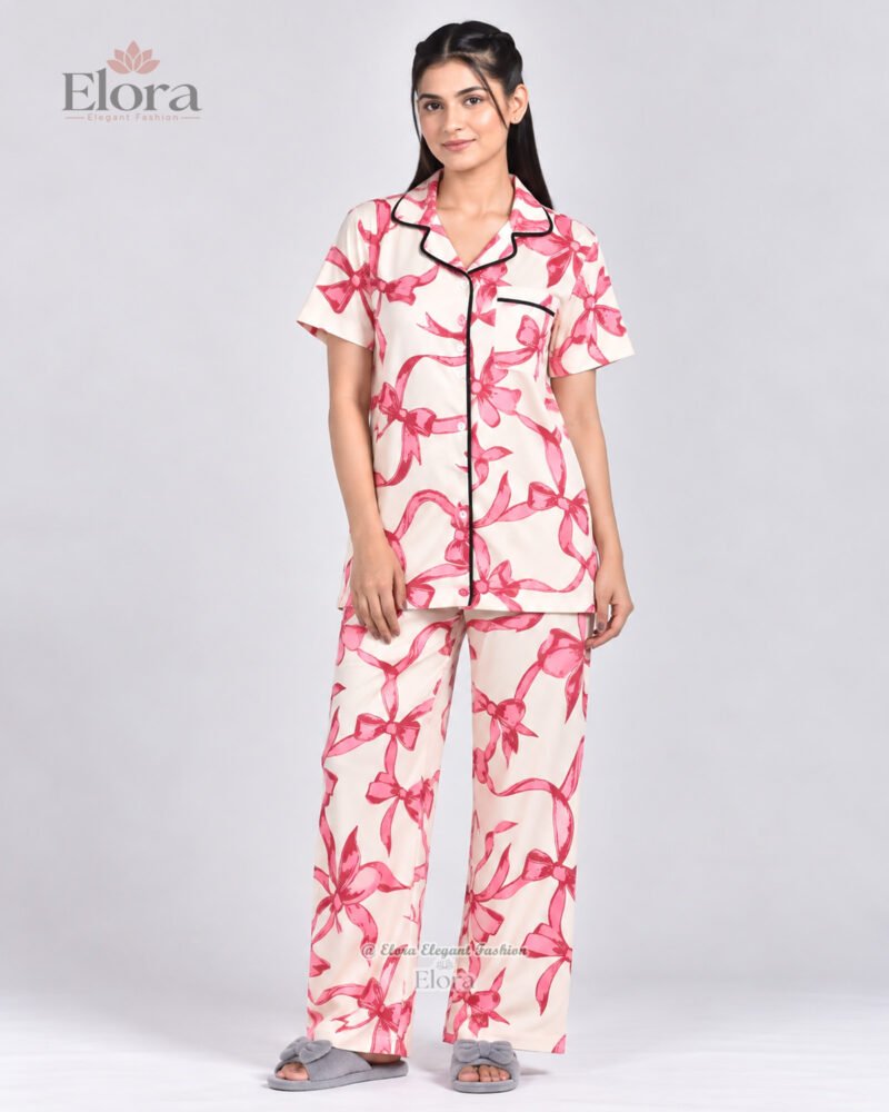Royal Alabaster Fuchsia Ribbon Premium PJ Set - Image 3