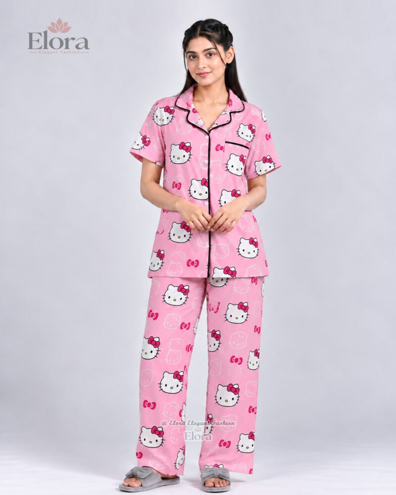 Elora Candy Pink Kitty PJ Set - Image 2