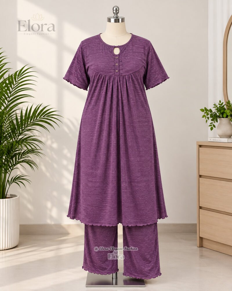 Elora Plus Size Homewear Tunic Set– Purple