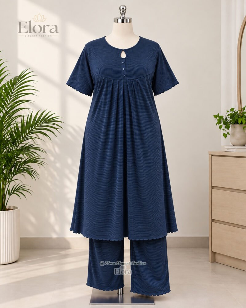 Elora Plus Size Tunic Set – Navy Blue