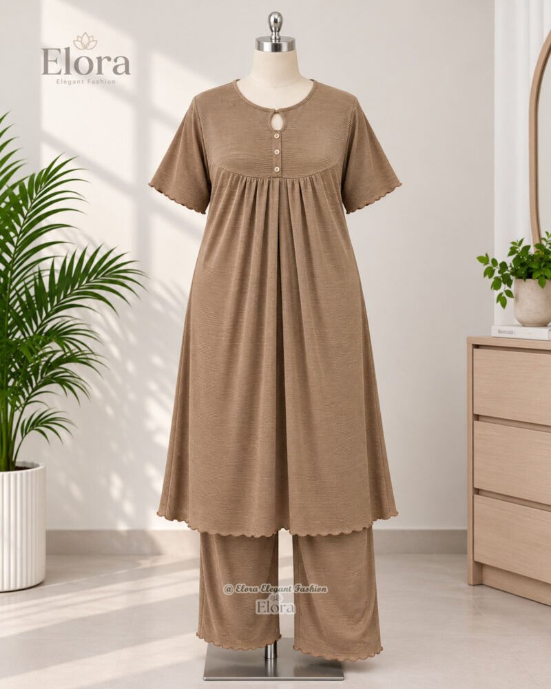 Elora Plus Size Tunic Set – Soft Beige