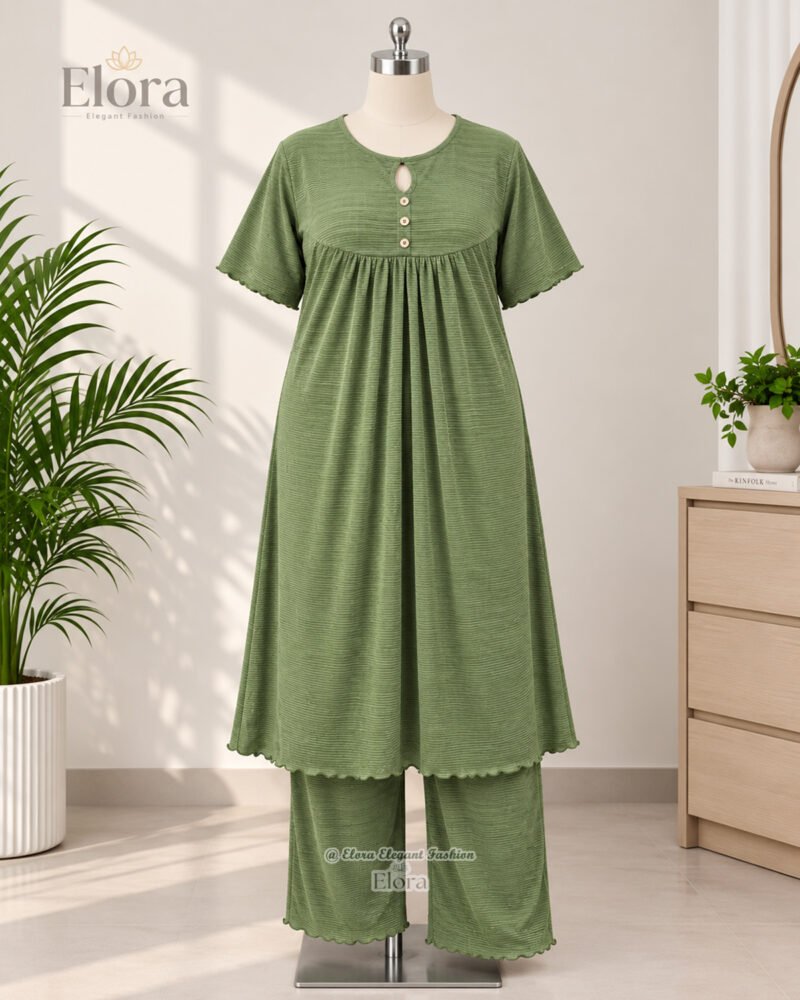 Elora Plus Size Tunic Set – Olive Green