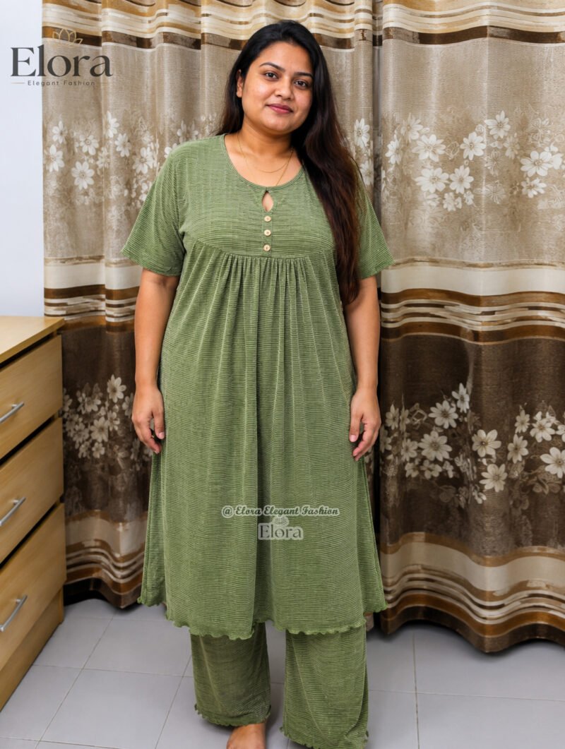 Elora Plus Size Tunic Set – Olive Green - Image 3