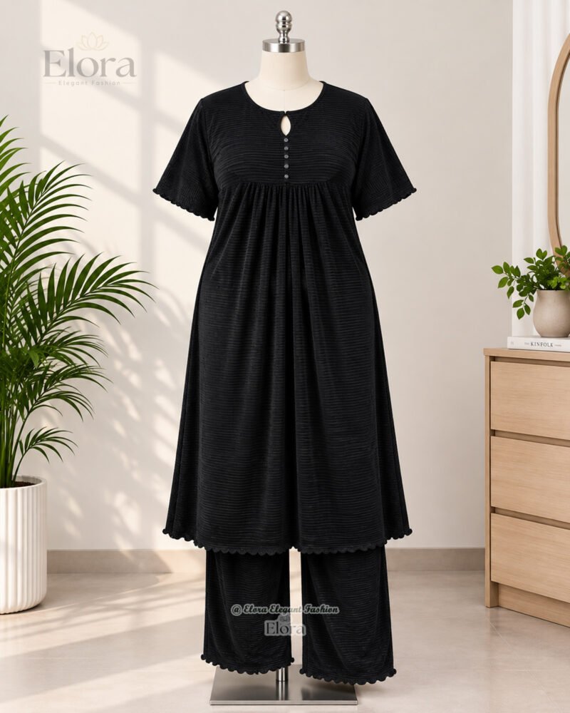 Elora Plus Size Tunic Set – Black