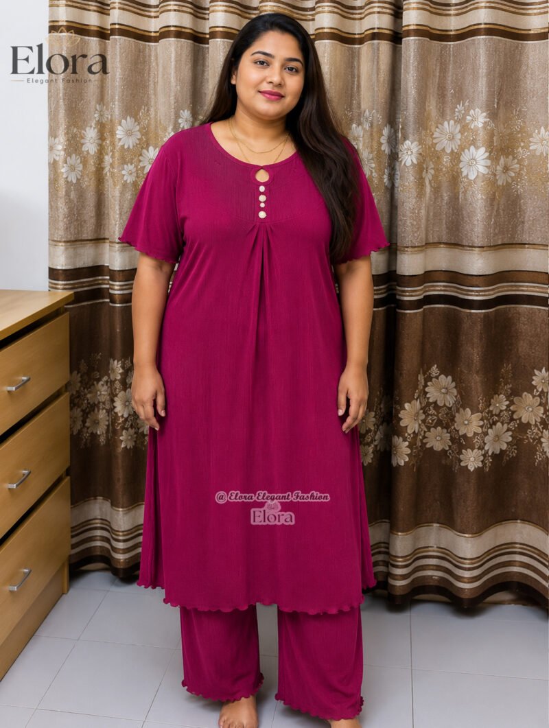 Elora Plus Size Tunic Set – Magenta - Image 3
