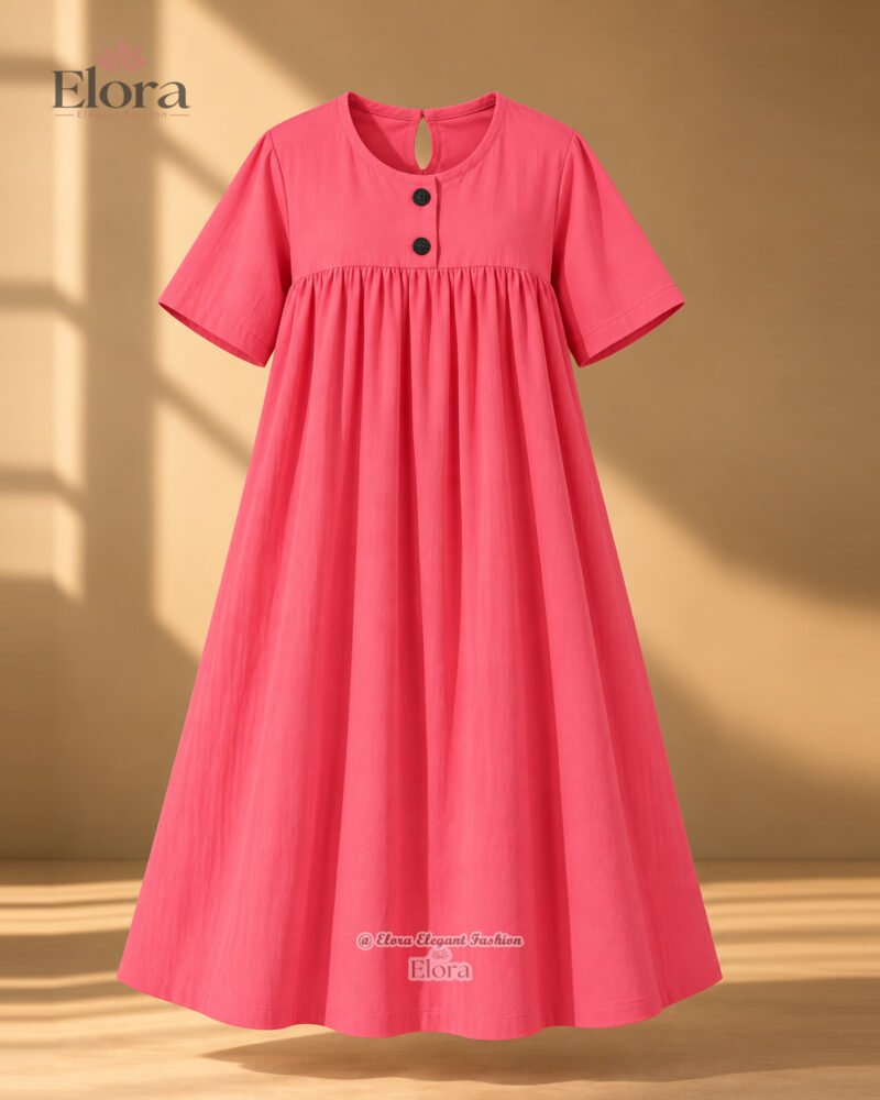Elora Plus Size Solid Cotton Homewear Tunic Top – Hot Pink